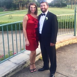 Red Calvin Klien one shoulder